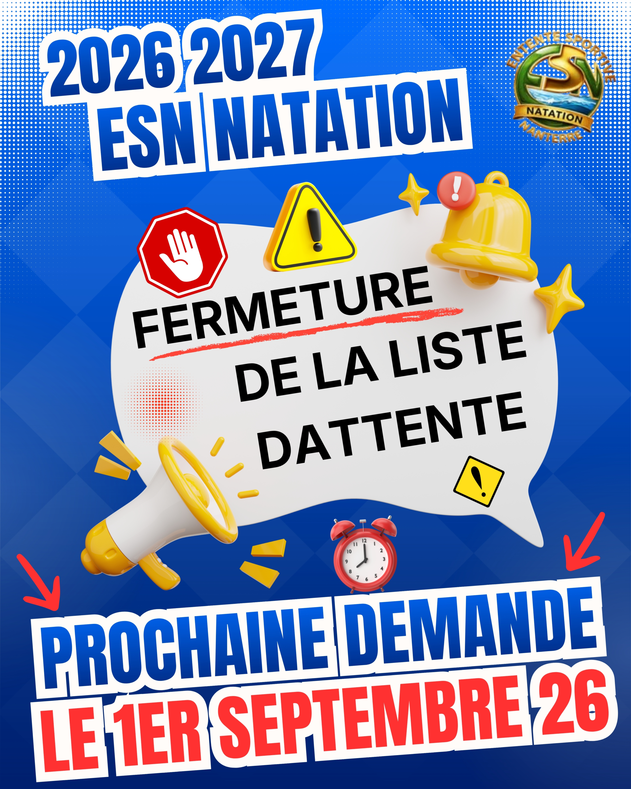 ESN NATATION FERMETURE DE LA LISTE DATTENTE